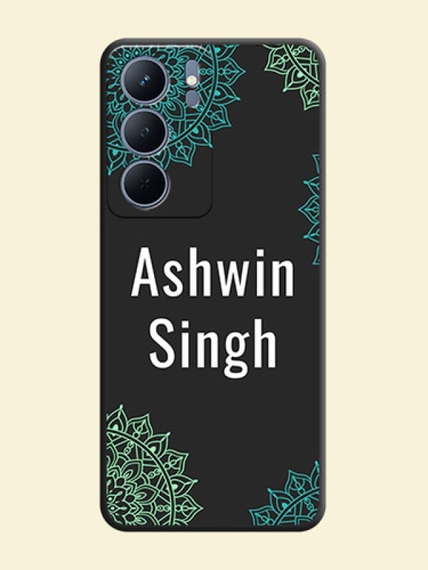 Your Name with Floral Design On Space Black Custom Soft Matte Mobile Back Cover - Narzo 80x 5G