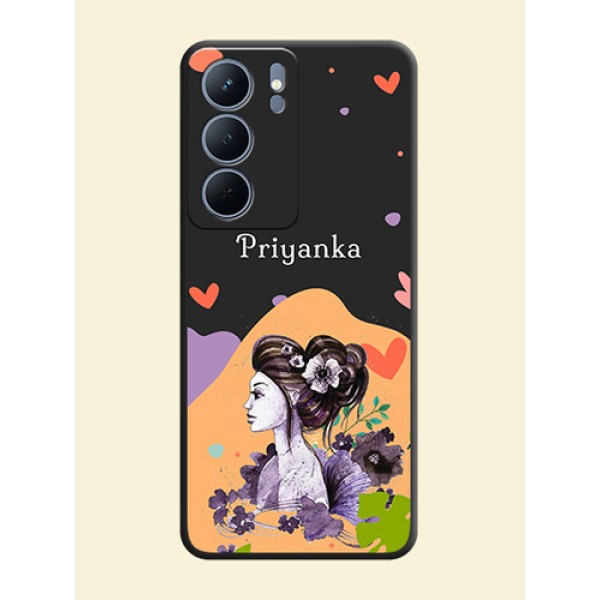 Namecase For Her With Fancy Lady Image On Space Black Custom Soft Matte Mobile Back Cover - Narzo 80x 5G Namecase For Her With Fancy Lady Image On Space Black Custom Soft Matte Mobile Back Cover - Narzo 80x 5G