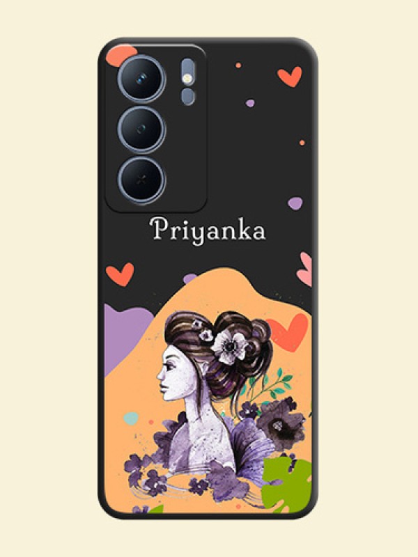 Namecase For Her With Fancy Lady Image On Space Black Custom Soft Matte Mobile Back Cover - Narzo 80x 5G
