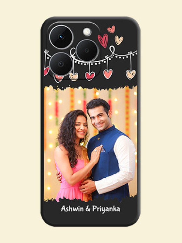 Pink Love Hangings with Name On Space Black Custom Soft Matte Mobile Back Cover - Realme Narzo 90 5G