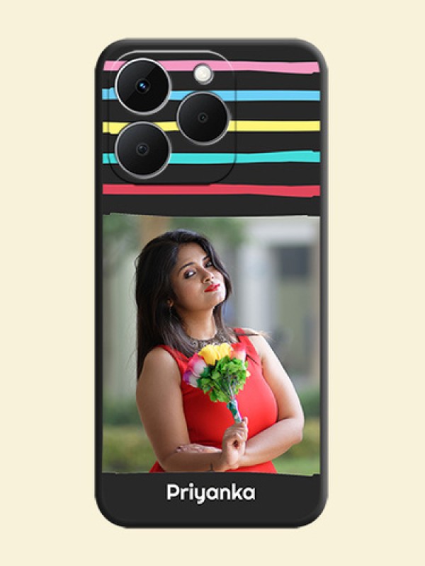 Multicolor Lines with Image On Space Black Custom Soft Matte Mobile Back Cover - Realme Narzo 90 5G