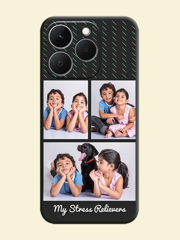 Cross Dotted Pattern with 2 Image Holder On Space Black Custom Soft Matte Mobile Back Cover - Realme Narzo 90 5G