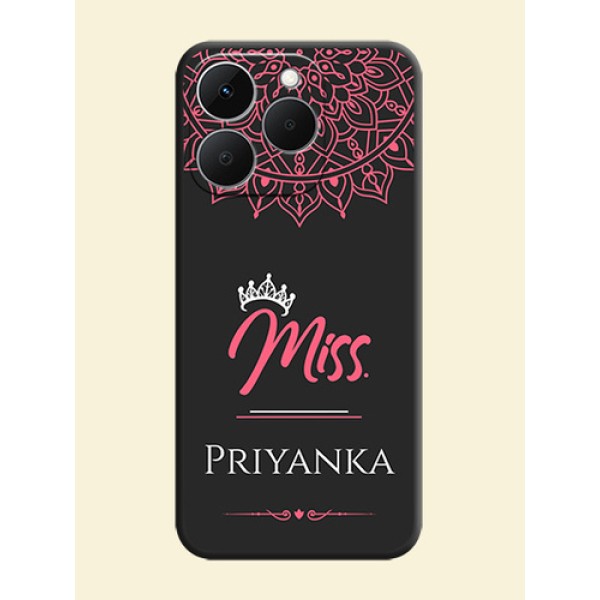 Mrs Name with Floral Design On Space Black Custom Soft Matte Mobile Back Cover - Realme Narzo 90 5G Mrs Name with Floral Design On Space Black Custom Soft Matte Mobile Back Cover - Realme Narzo 90 5G