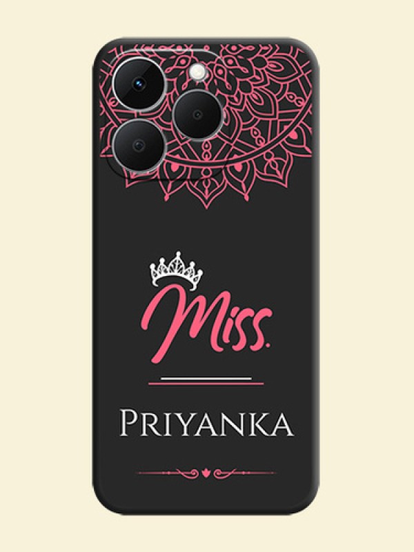 Mrs Name with Floral Design On Space Black Custom Soft Matte Mobile Back Cover - Realme Narzo 90 5G