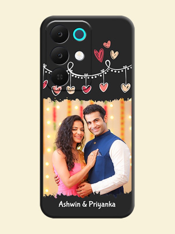 Pink Love Hangings with Name On Space Black Custom Soft Matte Mobile Back Cover - Realme Narzo 90x 5G