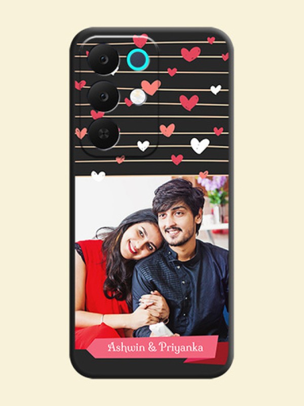 Love Pattern with Name on Pink Ribbon on Photo On Space Black Custom Soft Matte Mobile Back Cover - Realme Narzo 90x 5G