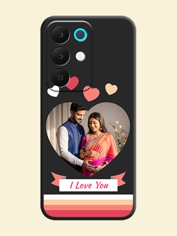 Love Shaped Photo with Colorful Stripes On Space Black Custom Soft Matte Mobile Back Cover - Realme Narzo 90x 5G