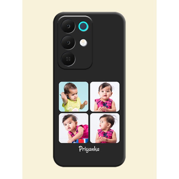Floral Art with 6 Image Holder on Photo On Space Black Custom Soft Matte Mobile Back Cover - Realme Narzo 90x 5G Floral Art with 6 Image Holder on Photo On Space Black Custom Soft Matte Mobile Back Cover - Realme Narzo 90x 5G