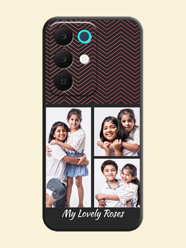 Wave Pattern with 3 Image Holder On Space Black Custom Soft Matte Mobile Back Cover - Realme Narzo 90x 5G