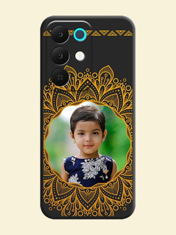 Round Image with Floral Design On Space Black Custom Soft Matte Mobile Back Cover - Realme Narzo 90x 5G