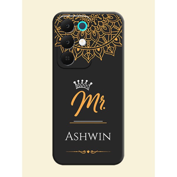 Mr Name with Floral Design On Space Black Custom Soft Matte Mobile Back Cover - Realme Narzo 90x 5G Mr Name with Floral Design On Space Black Custom Soft Matte Mobile Back Cover - Realme Narzo 90x 5G