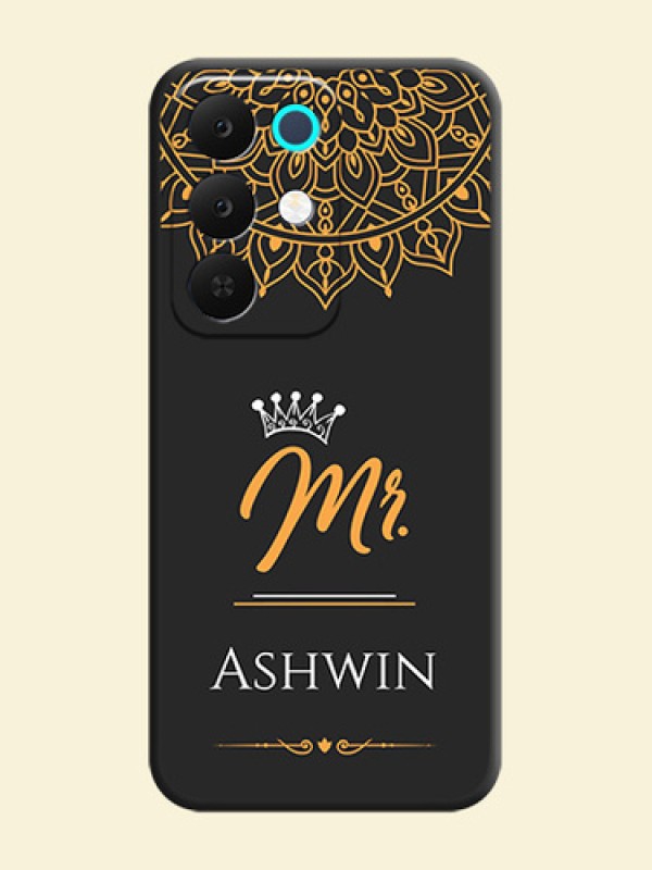 Mr Name with Floral Design On Space Black Custom Soft Matte Mobile Back Cover - Realme Narzo 90x 5G
