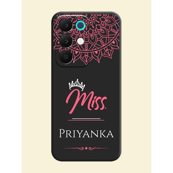 Mrs Name with Floral Design On Space Black Custom Soft Matte Mobile Back Cover - Realme Narzo 90x 5G Mrs Name with Floral Design On Space Black Custom Soft Matte Mobile Back Cover - Realme Narzo 90x 5G