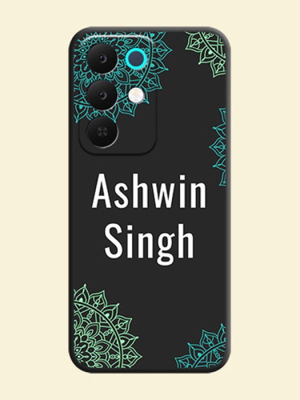 Your Name with Floral Design On Space Black Custom Soft Matte Mobile Back Cover - Realme Narzo 90x 5G