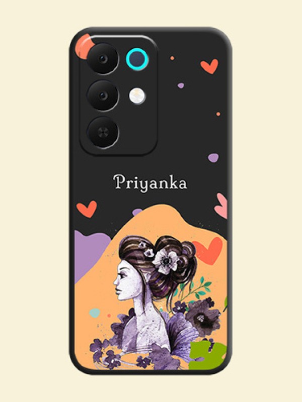 Namecase For Her With Fancy Lady Image On Space Black Custom Soft Matte Mobile Back Cover - Realme Narzo 90x 5G