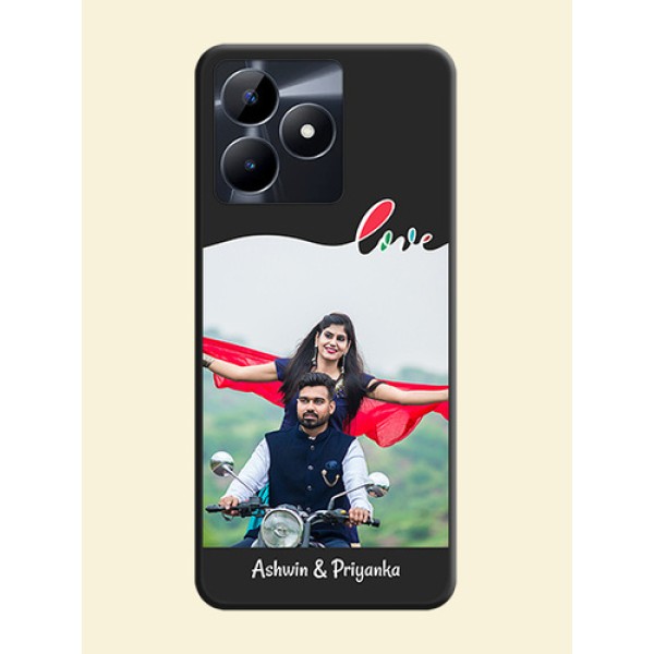 Fall in Love Pattern with Picture - Photo on Space Black Soft Matte Mobile Case - Realme Narzo N53 Fall in Love Pattern with Picture - Photo on Space Black Soft Matte Mobile Case - Realme Narzo N53