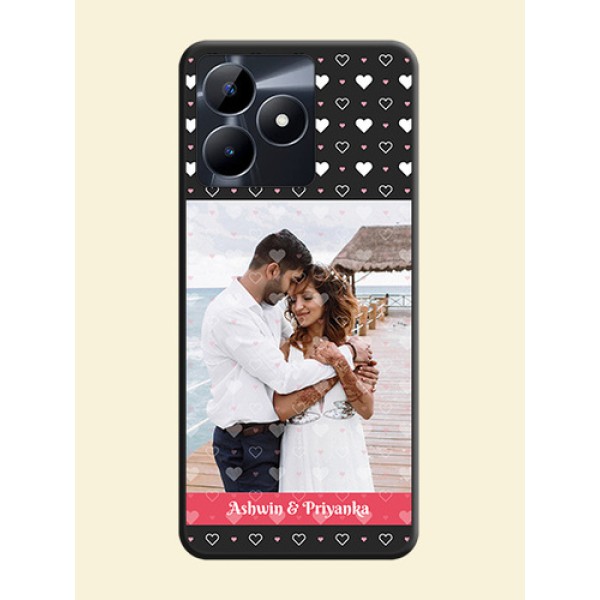 White Color Love Symbols with Text Design - Photo on Space Black Soft Matte Phone Cover - Realme Narzo N53 White Color Love Symbols with Text Design - Photo on Space Black Soft Matte Phone Cover - Realme Narzo N53