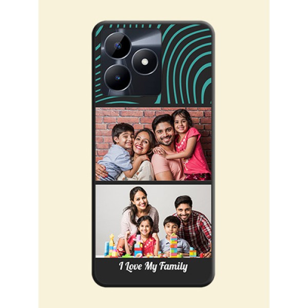 Wave Pattern with 2 Image Holder on Space Black Personalized Soft Matte Phone Covers - Realme Narzo N53 Wave Pattern with 2 Image Holder on Space Black Personalized Soft Matte Phone Covers - Realme Narzo N53