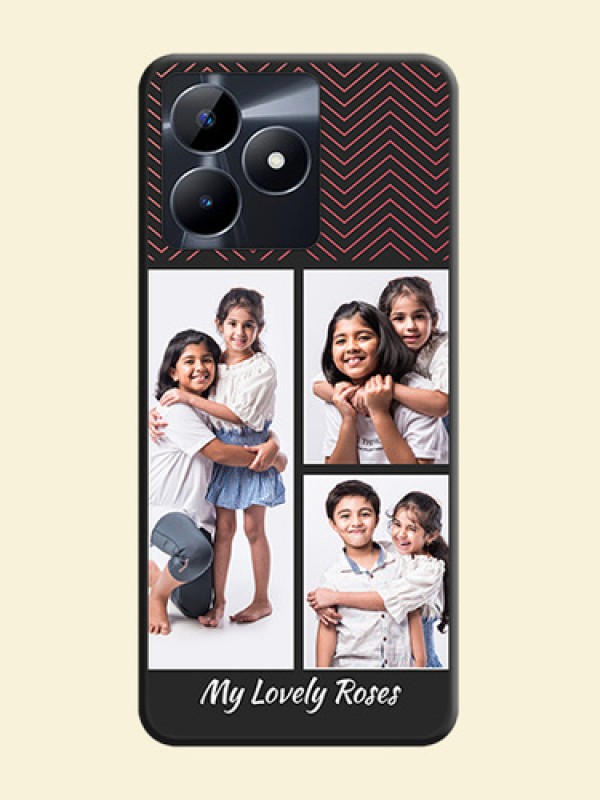 Wave Pattern with 3 Image Holder on Space Black Custom Soft Matte Back Cover - Realme Narzo N53