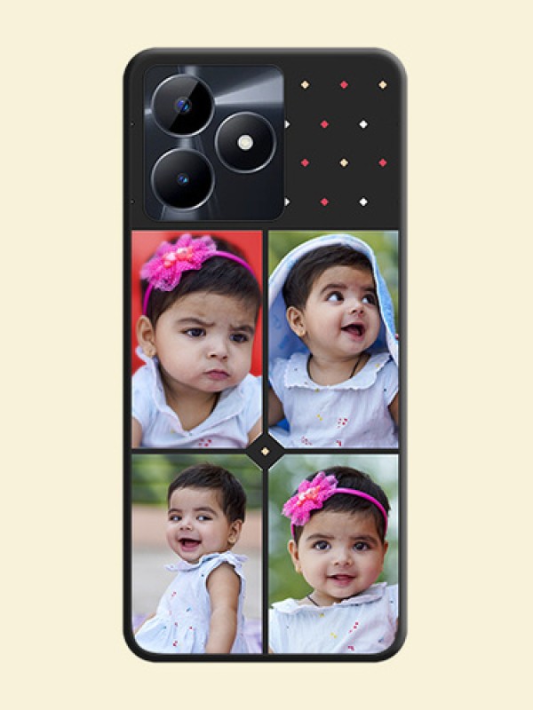Multicolor Dotted Pattern with 4 Image Holder on Space Black Custom Soft Matte Phone Cases - Realme Narzo N53