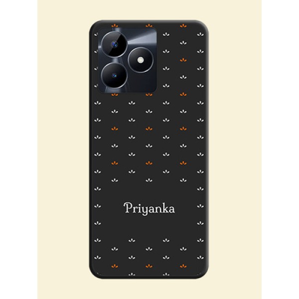 Simple Pattern With Custom Text On Space Black Personalized Soft Matte Phone Covers - Realme Narzo N53 Simple Pattern With Custom Text On Space Black Personalized Soft Matte Phone Covers - Realme Narzo N53