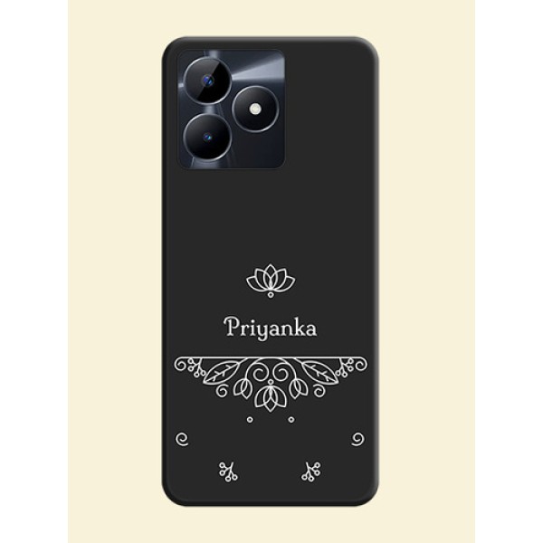 Lotus Garden Custom Text On Space Black Personalized Soft Matte Phone Covers - Realme Narzo N53 Lotus Garden Custom Text On Space Black Personalized Soft Matte Phone Covers - Realme Narzo N53