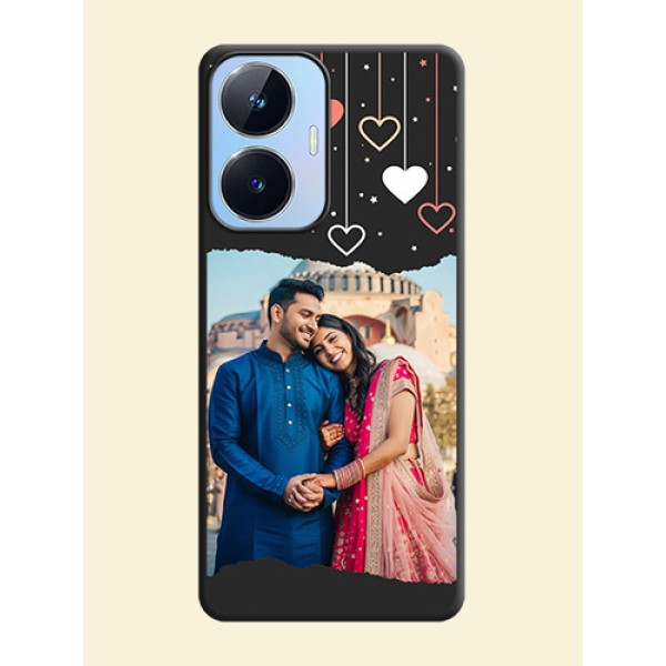Love Hangings with Splash Wave Picture on Space Black Custom Soft Matte Phone Back Cover - Realme Narzo N55 Love Hangings with Splash Wave Picture on Space Black Custom Soft Matte Phone Back Cover - Realme Narzo N55