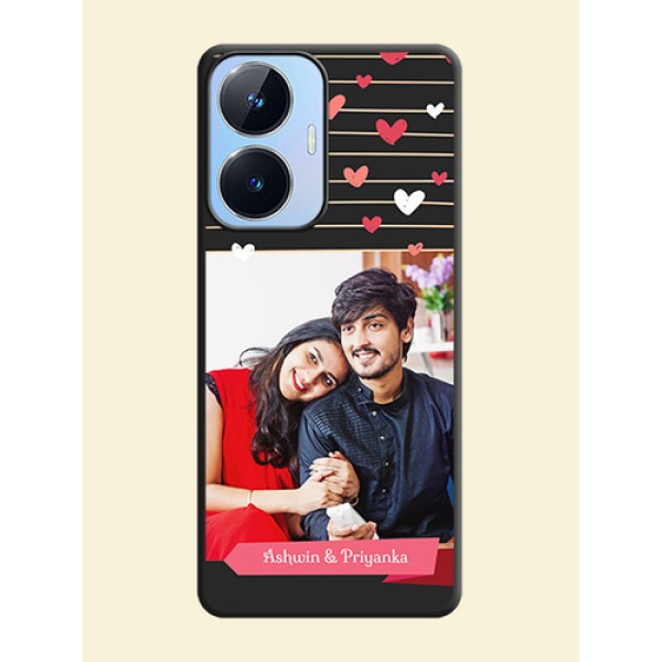 Love Pattern with Name on Pink Ribbon  on Photo on Space Black Soft Matte Back Cover - Realme Narzo N55