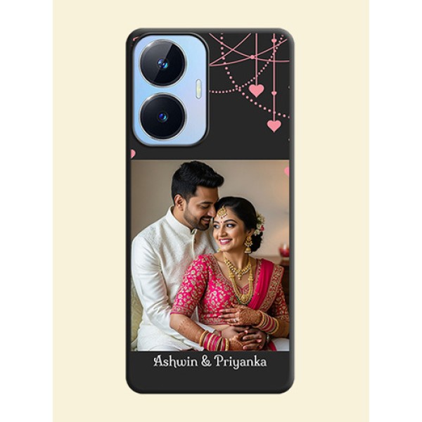 Pink Love Hangings with Text on Space Black Custom Soft Matte Back Cover - Realme Narzo N55 Pink Love Hangings with Text on Space Black Custom Soft Matte Back Cover - Realme Narzo N55