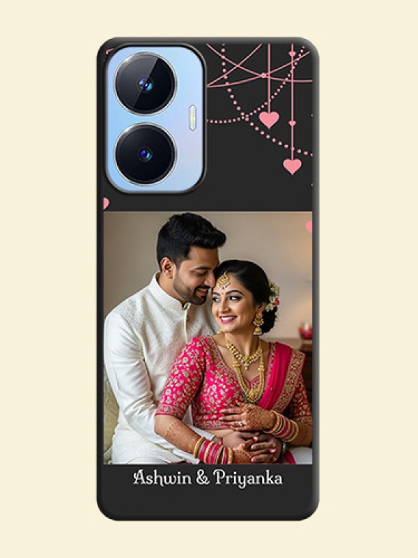 Pink Love Hangings with Text on Space Black Custom Soft Matte Back Cover - Realme Narzo N55