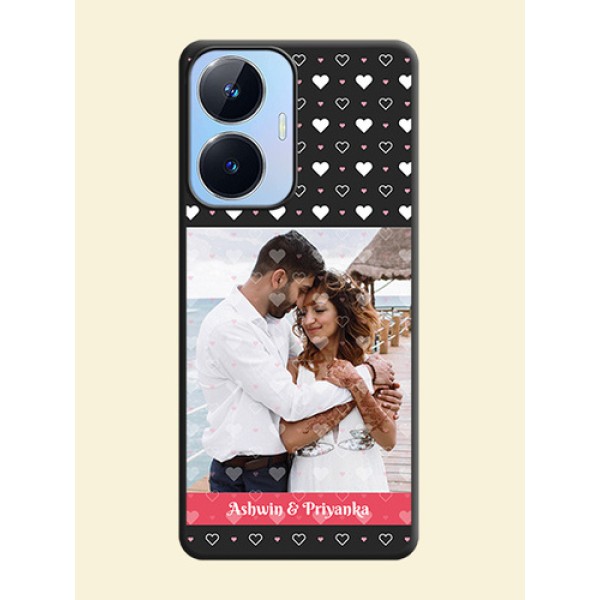 White Color Love Symbols with Text Design on Photo on Space Black Soft Matte Phone Cover - Realme Narzo N55 White Color Love Symbols with Text Design on Photo on Space Black Soft Matte Phone Cover - Realme Narzo N55