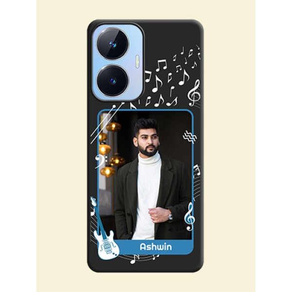 Musical Theme Design with Text on Photo on Space Black Soft Matte Mobile Case - Realme Narzo N55 Musical Theme Design with Text on Photo on Space Black Soft Matte Mobile Case - Realme Narzo N55