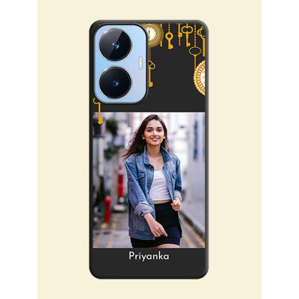 Decorative Design with Text on Space Black Custom Soft Matte Back Cover - Realme Narzo N55 Decorative Design with Text on Space Black Custom Soft Matte Back Cover - Realme Narzo N55