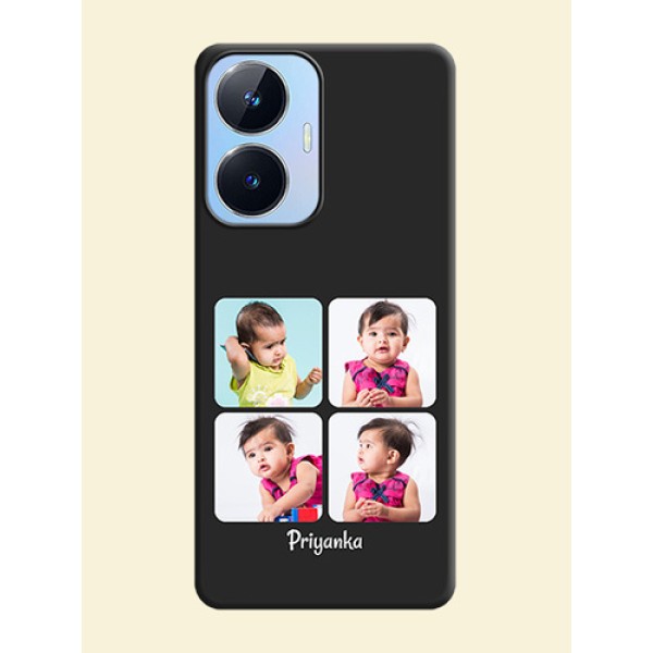 Floral Art with 6 Image Holder on Photo on Space Black Soft Matte Mobile Case - Realme Narzo N55