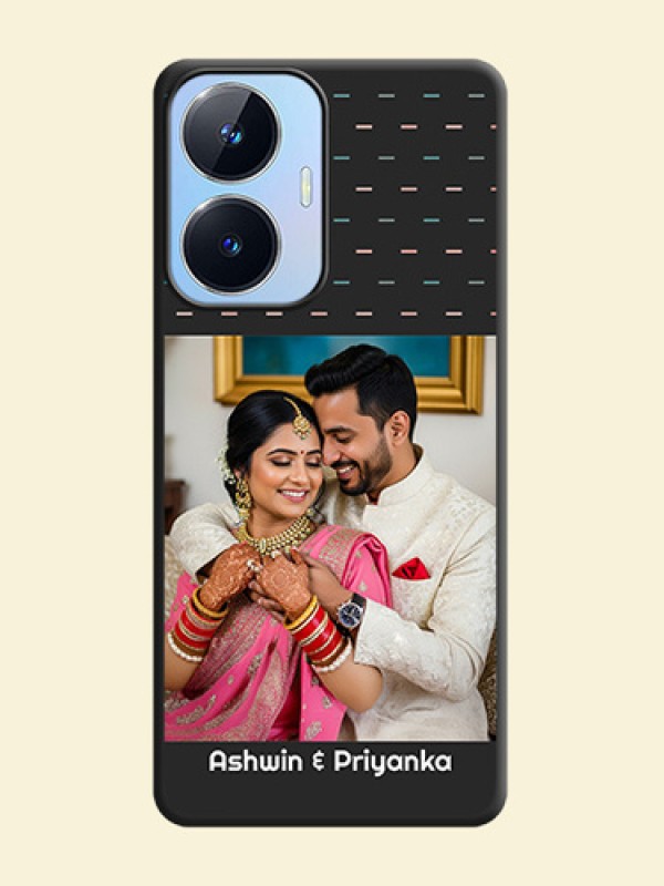 Line Pattern Design with Text on Space Black Custom Soft Matte Phone Back Cover - Realme Narzo N55