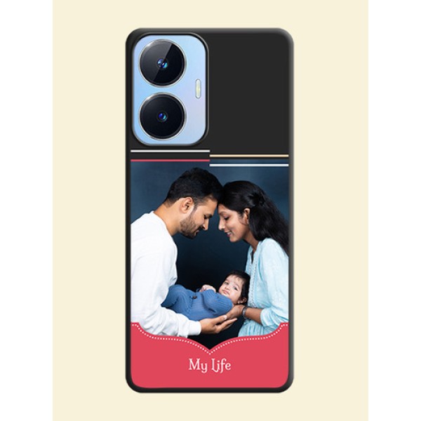 Classic Plain Design with Name on Photo on Space Black Soft Matte Phone Cover - Realme Narzo N55 Classic Plain Design with Name on Photo on Space Black Soft Matte Phone Cover - Realme Narzo N55
