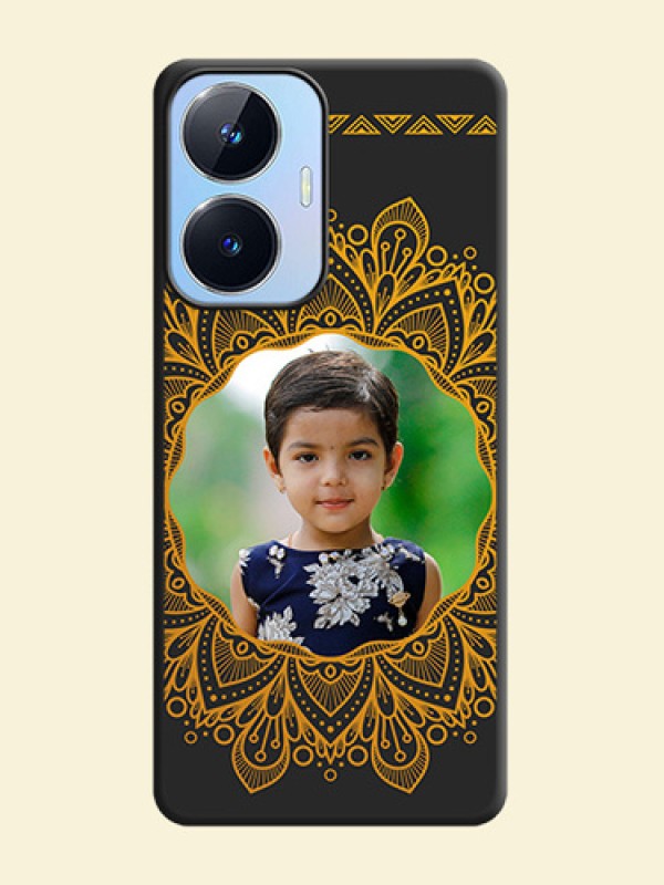 Round Image with Floral Design on Photo on Space Black Soft Matte Mobile Cover - Realme Narzo N55