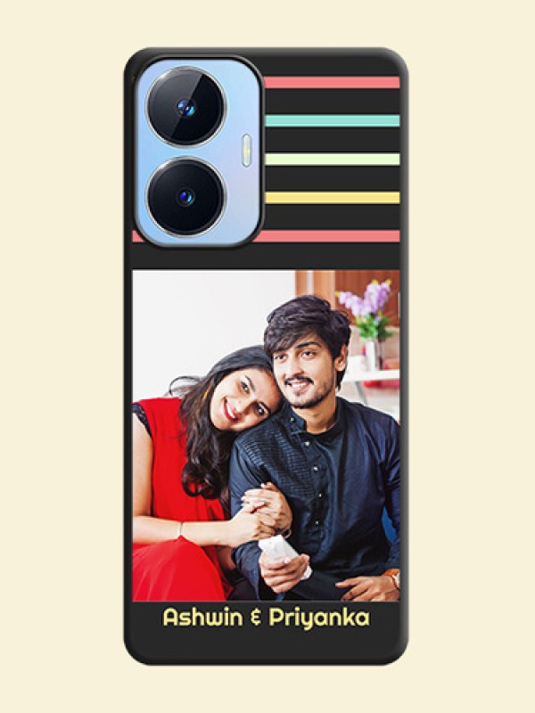 Color Stripes with Photo and Text on Photo on Space Black Soft Matte Mobile Case - Realme Narzo N55