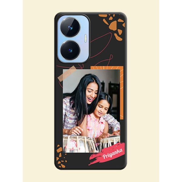 Orange Photo Frame on Space Black Custom Soft Matte Phone Back Cover - Realme Narzo N55 Orange Photo Frame on Space Black Custom Soft Matte Phone Back Cover - Realme Narzo N55