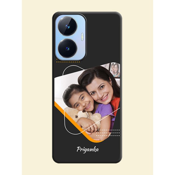 Yellow Triangle on Photo on Space Black Soft Matte Phone Cover - Realme Narzo N55 Yellow Triangle on Photo on Space Black Soft Matte Phone Cover - Realme Narzo N55