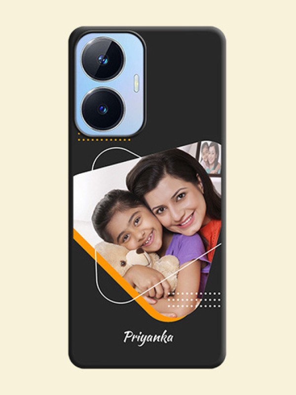 Yellow Triangle on Photo on Space Black Soft Matte Phone Cover - Realme Narzo N55