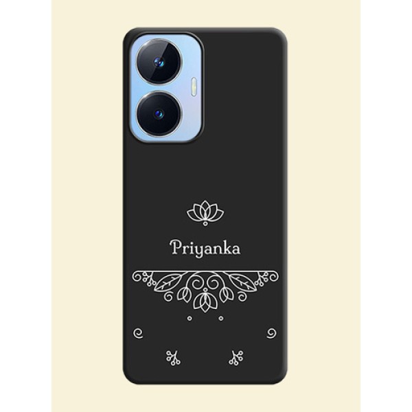 Lotus Garden Custom Text On Space Black Personalized Soft Matte Phone Covers -Realme Narzo N55 Lotus Garden Custom Text On Space Black Personalized Soft Matte Phone Covers -Realme Narzo N55