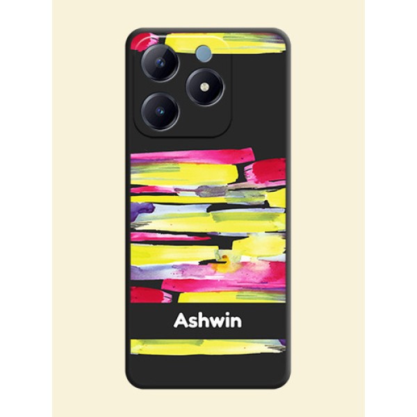 Brush Coloured On Space Black Custom Soft Matte Mobile Back Cover - Realme Narzo N63 Brush Coloured On Space Black Custom Soft Matte Mobile Back Cover - Realme Narzo N63