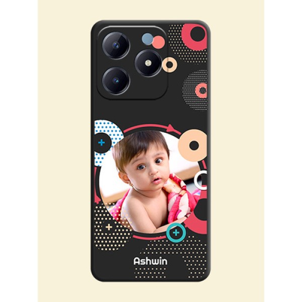 Multicoloured Round Image On Space Black Custom Soft Matte Mobile Back Cover - Realme Narzo N63