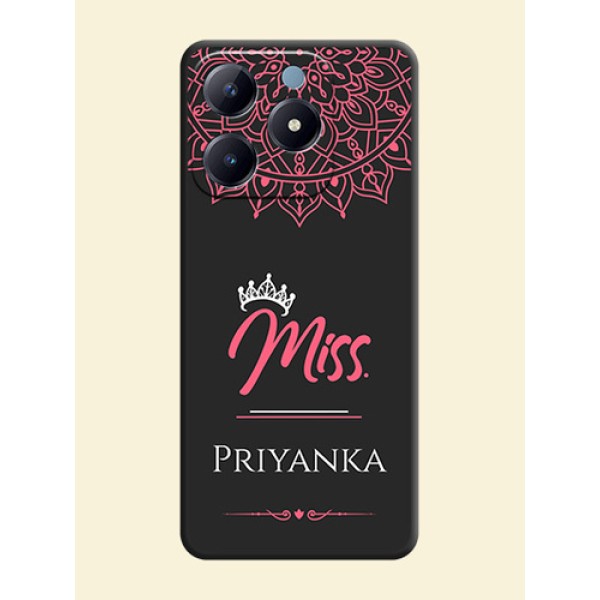 Mrs Name with Floral Design On Space Black Custom Soft Matte Mobile Back Cover - Realme Narzo N63 Mrs Name with Floral Design On Space Black Custom Soft Matte Mobile Back Cover - Realme Narzo N63