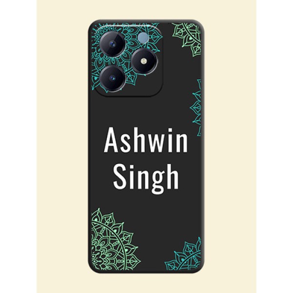 Your Name with Floral Design On Space Black Custom Soft Matte Mobile Back Cover - Realme Narzo N63 Your Name with Floral Design On Space Black Custom Soft Matte Mobile Back Cover - Realme Narzo N63