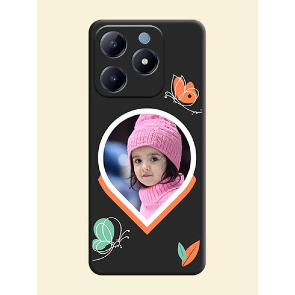 Upload Pic With Simple Butterly Design On Space Black Custom Soft Matte Mobile Back Cover - Realme Narzo N63