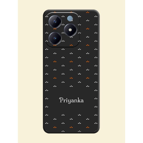 Simple Pattern With Custom Text On Space Black Custom Soft Matte Mobile Back Cover - Realme Narzo N63 Simple Pattern With Custom Text On Space Black Custom Soft Matte Mobile Back Cover - Realme Narzo N63
