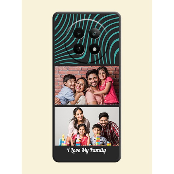 Wave Pattern with 2 Image Holder on Space Black Personalized Soft Matte Phone Covers - Realme Narzo N65 5G Wave Pattern with 2 Image Holder on Space Black Personalized Soft Matte Phone Covers - Realme Narzo N65 5G