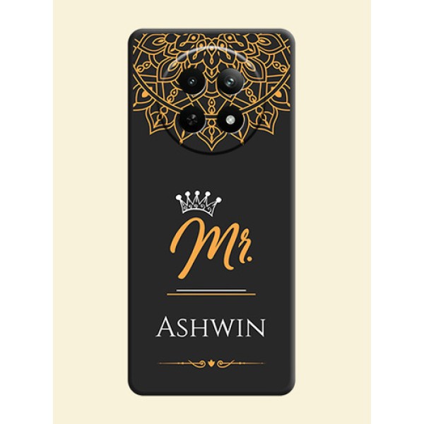 Mr Name with Floral Design on Personalised Space Black Soft Matte Cases - Realme Narzo N65 5G Mr Name with Floral Design on Personalised Space Black Soft Matte Cases - Realme Narzo N65 5G